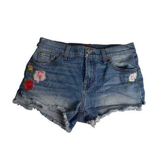 7 For All Mankind Embroidered‎ Cut Off Shorts Distressed Flower Floral Size 28 - Picture 1 of 10